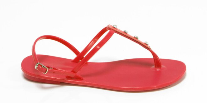 Dámské červené sandály Favolla s kamínky