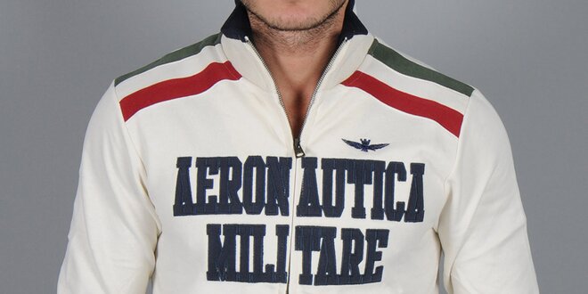 Pánská bílá mikina Auronautica Militare s motivem italské vlajky