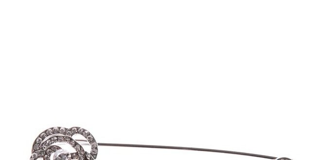 Dámská stříbrná brož ve tvaru špendlíku s růží Brillant'in