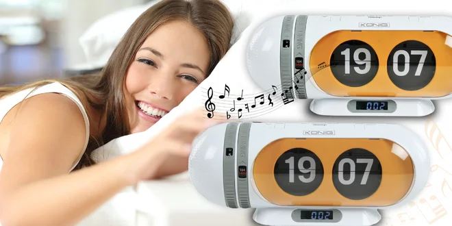 Retro radiobudík s překlápěcími hodinami