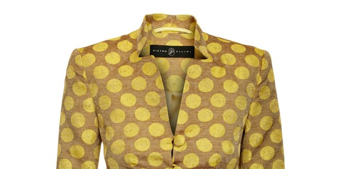 Dámský žluto-hnědý kabátek Pietro Filipi s velkými puntíky