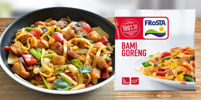 Mražené nudle Bami goreng se zeleninou a masem