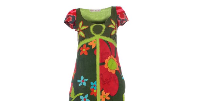 Dámské červeno-zelené květované maxi šaty Savage Culture