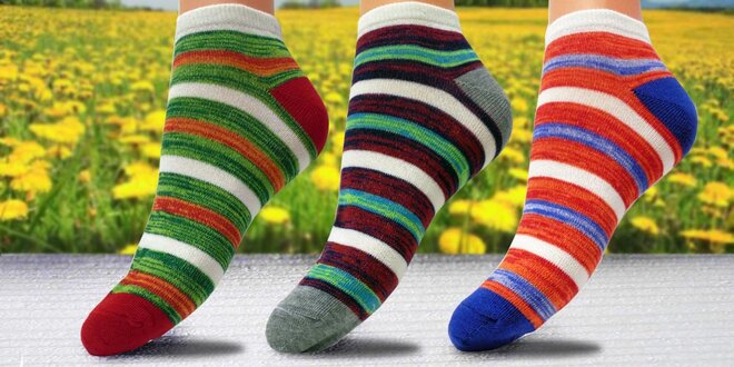 Dámské pruhované bavlněné ponožky