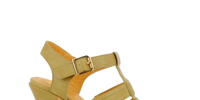 Dámské khaki sandále na korkové platformě GirlHood