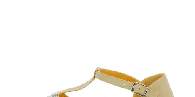 Dámské béžové sandále se štrasovými kamínky GirlHood