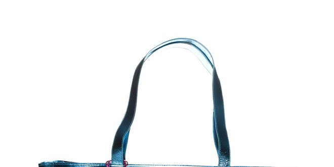 Dámská tyrkysově modrá plážová taška Bacirubati s barevným potiskem