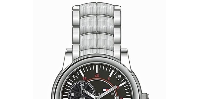 Pánské ocelové náramkové hodinky Tommy Hilfiger s černým ciferníkem