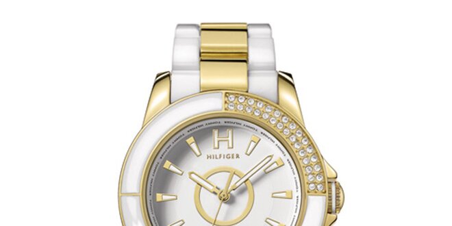 Dámské zlato-bílé náramkové hodinky Tommy Hilfiger