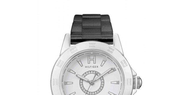 Dámské ocelové náramkové hodinky Tommy Hilfiger s černým páskem