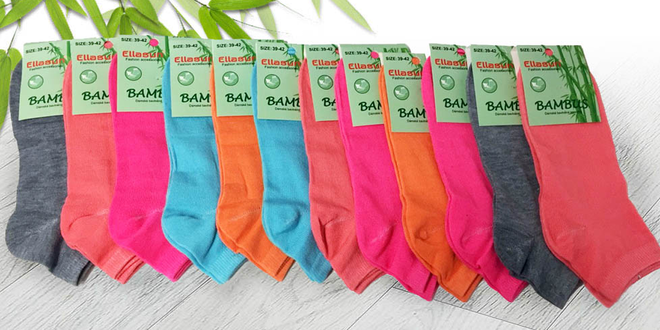 12 párů barevných bambusových ponožek