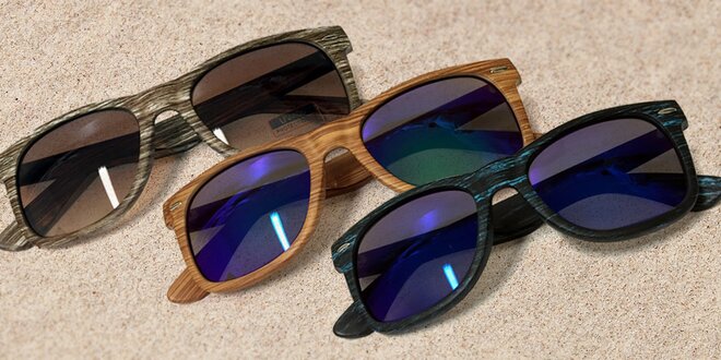 Sluneční brýle Wayfarer s dřevěným efektem