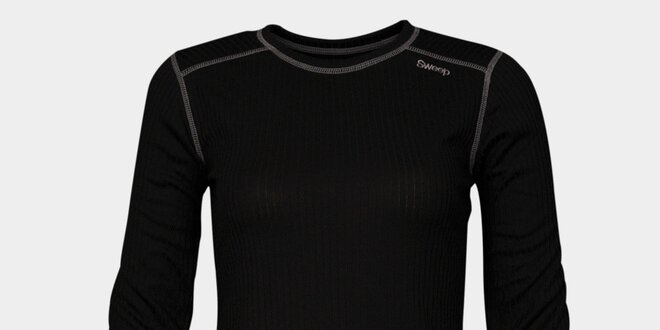 Dámské černé funkční tričko Sweep s dlouhým rukávem a bílým švem