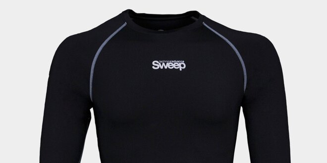 Pánské černé kompresní tričko Sweep s dlouhým rukávem