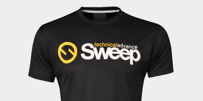 Pánské černé funkční tričko Sweep s bílo-žlutým logem