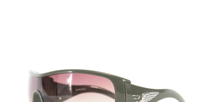 Unisexové khaki sluneční brýle s vínovými skly Diesel