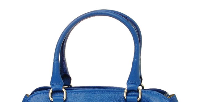 Dámská královsky modrá kožená kabelka s mašlí