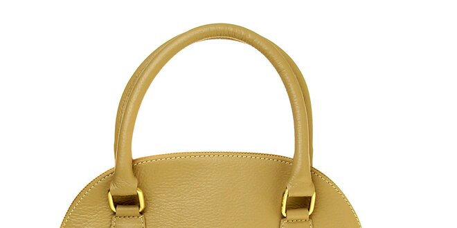 Dámská béžová kožená kabelka se zlatými prvky