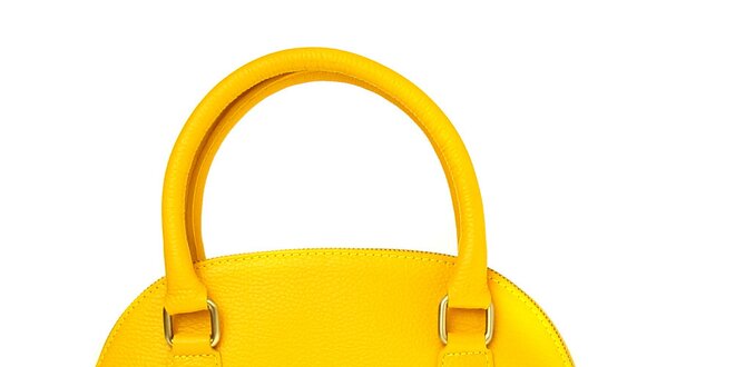 Dámská kanárkově žlutá kožená kabelka