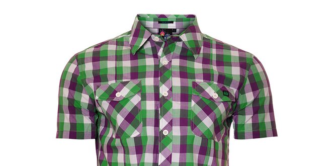 Pánská fialovo-zelená kostkovaná košile Unitryb