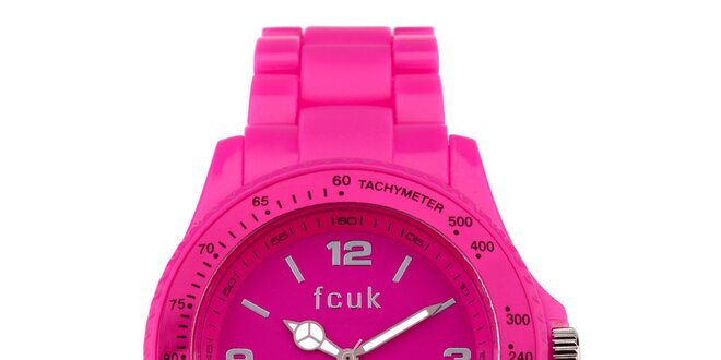 Dámské neonově růžové sportovní hodinky French Connection