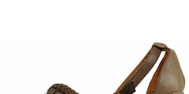 Dámské hnědé sandále s pletenými pásky Vanelli