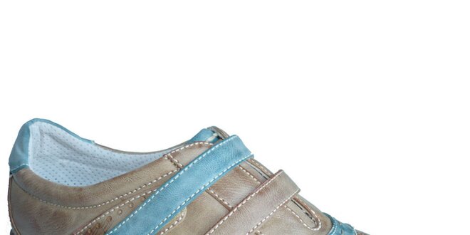 Dámské béžovo-modré boty s výraznými stehy Vanelli
