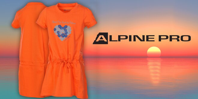 Dětské oranžové šaty Alpine Pro s potiskem