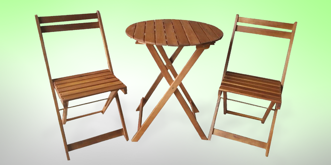 Balkonový set stolu a 2 židlí z akácie