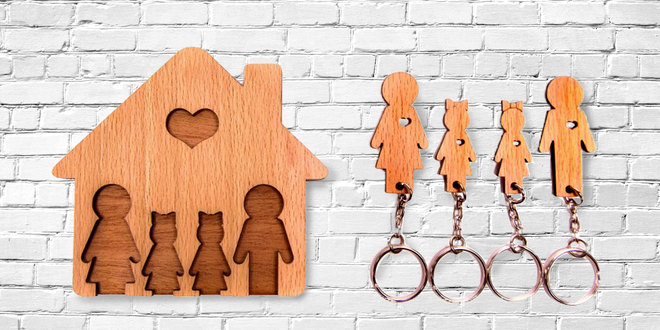 Dřevěný domeček na klíče každého člena rodiny