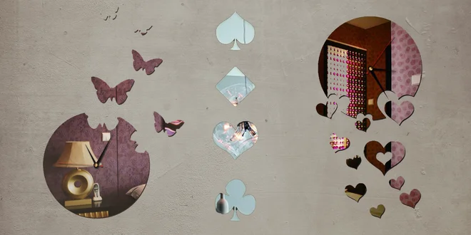 Nalepovací zrcadlové hodiny a zrcadlové samolepky