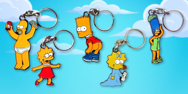 Kovové klíčenky se žlutou rodinkou Simpsonů