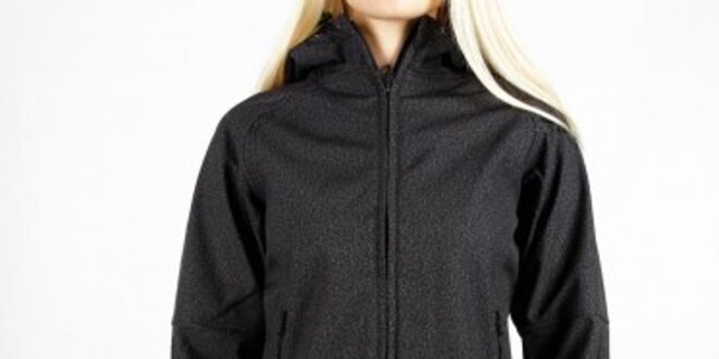 Dámská černá melírovaná softshellová bunda Authority s kapucí