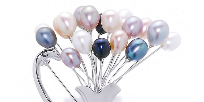 Dámská brož Orchira s barevnými perlami