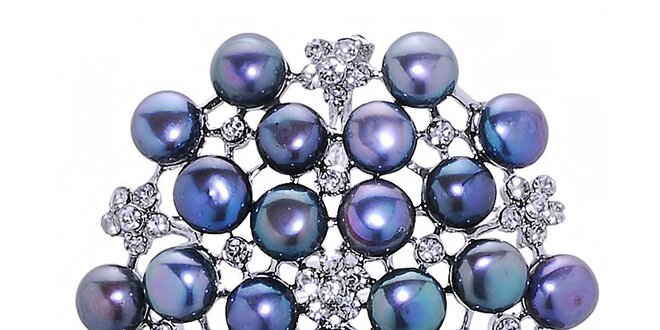 Dámská fialová perlová brož Orchira