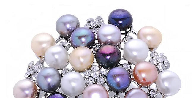 Dámská barevná perlová brož Orchira