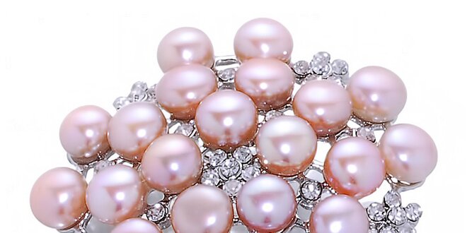Dámská meruňková perlová brož Orchira