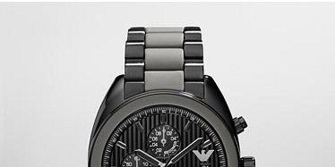 Pánské černo-šedé hodinky Emporio Armani