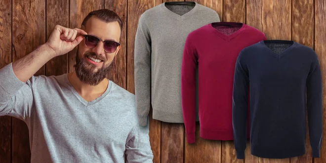 Elegantní pánské svetry s véčkovým výstřihem