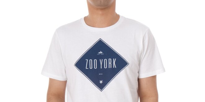 Pánské bílé tričko Zoo York s modrým potiskem