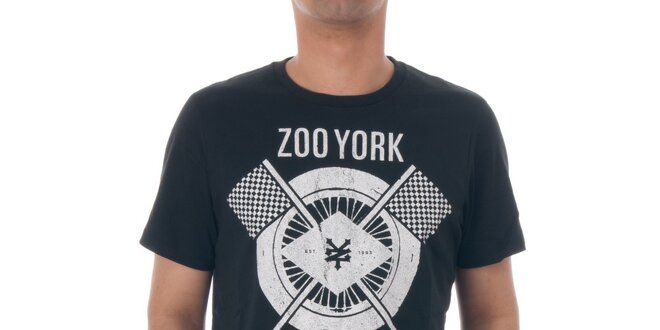 Pánské černé tričko Zoo York s bílým potiskem
