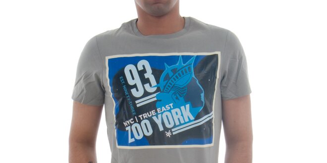 Pánské šedivé tričko Zoo York s modrým potiskem