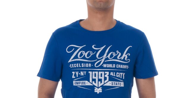 Pánské modré tričko Zoo York s bílým potiskem