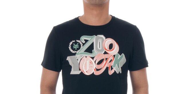 Pánské černé tričko Zoo York s barevným logem