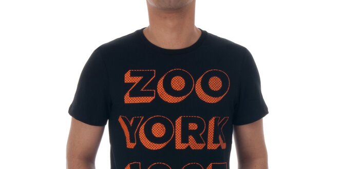 Pánské černé tričko Zoo York s oranžovým potiskem