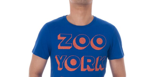 Pánské modré tričko Zoo York s oranžovým potiskem