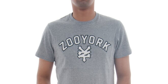 Pánské světle šedé tričko Zoo York s potiskem