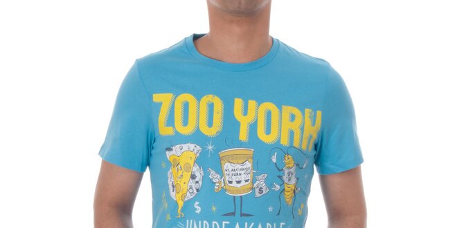 Pánské modré tričko Zoo York se žlutým potiskem