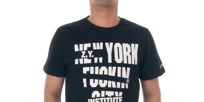 Pánské černé tričko Zoo York s bílým potiskem