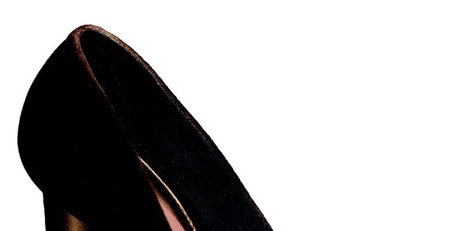Dámské tmavě hnědé lodičky Melissa s kovovou sponou a semišovou úpravou